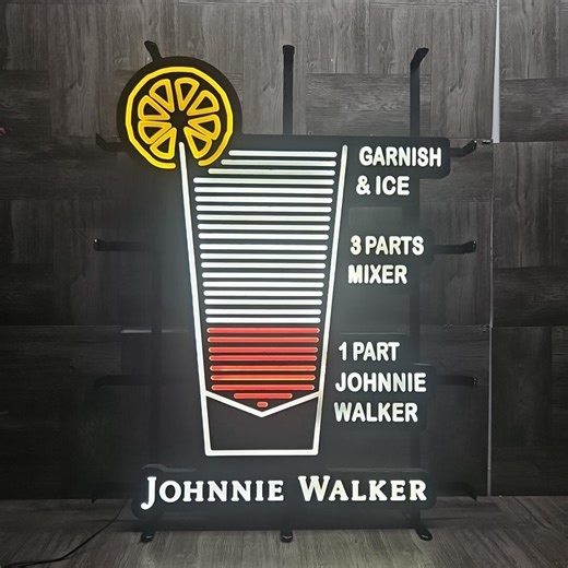 Johnnie Walker Scotch Whiskey LED Bar Sign Man Cave Motion Light 28" X 22" - Etsy