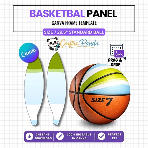 Basketball Panel Template Size 7, Editable Canva Basketball Frame, 29.5 Inch Standard Ball Panel Design, Sublimation Layout A4 8.5x11 - Etsy