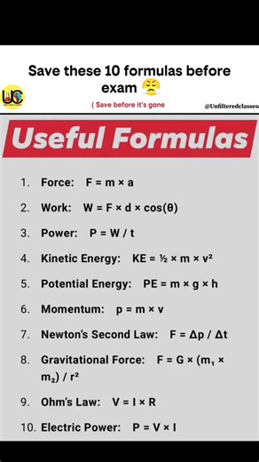 📚 Physics Formulas Every Student Should Memorize! #shorts #unfilteredclasses