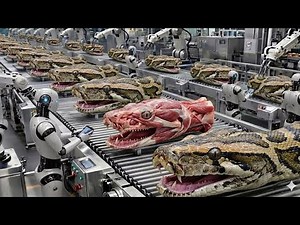 The Real Python Farming Process for Meat and Skin Inside a Large Modern Factory Explained.