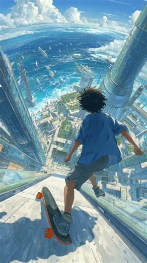 Racing Through a Futuristic City 🌆 | Epic Anime Skateboard Scene