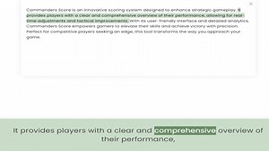 provides players with a clear and comprehensive overview of their performance, allowing for real-tim