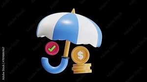 3D Animation of Financial Insurance Safeguarding Assets and Future | Alpha Channel