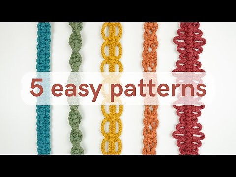 5 easy patterns - square knot variations - macrame beginners tutorial