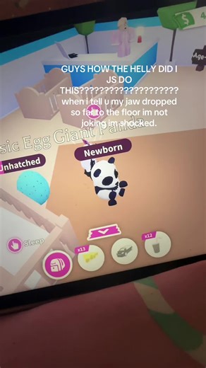 ms casually doing the sleep task look over and i’ve hatched this absulote craziness honestly i think im the luckiest person rn. i’m in SHOCK. #adoptme #robloxfyp #giantpanda