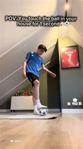 You touch the ball for 1 second in your house: 😂🏠#fun #football #relatable #viral #fyp