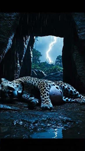 Leopard Gives Birth in a Thunderstorm Close Up Nature’s Fierce Miracle ⚡🐆