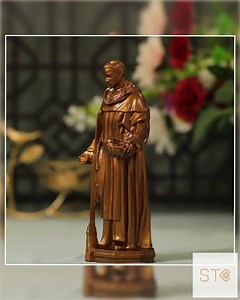 Handcrafted St. Martin de Porres Wooden Statue - Vintage Style Catholic Decor