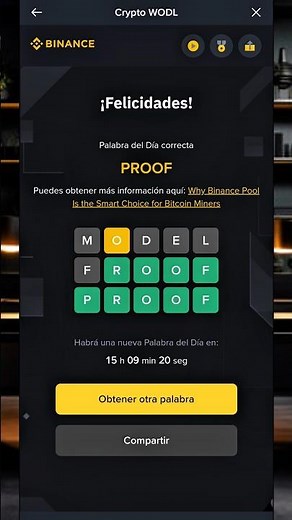 Binance Pool Crypto WOTD WODL ( Answers - Respuestas ) #binance #crypto #bitcoin #viral