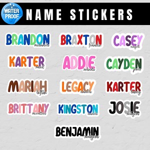 Waterproof Name Decal - Personalized Vinyl Sticker - FULL NAME STICKER - Customized Stickers, Water Bottle Sticker, Colored Laptop Decal - Etsy