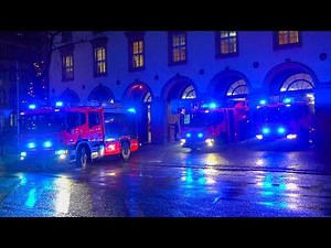 FEUERWEHR KARLSRUHE: IM STARKREGEN ZUM BRAND ~ FULL-LED LÖSCHZUG ~ EINSATZFAHRT & BLAULICHT & SCANIA