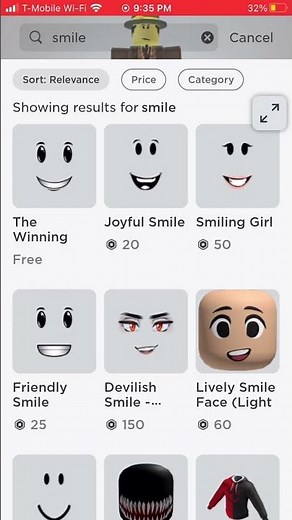The winning smile face Roblox