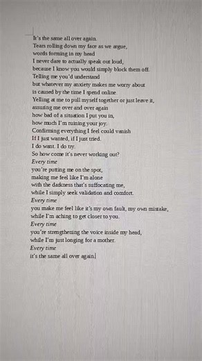 don't know if anyone can relate to this, i just needed to vent :) #poetry #poem #writing #fypシ #poembyme #foryou #mentalhealth #pain #feelings #afraid #alone #lonely #familyissues #deep