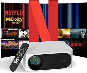 Mini Outdoor Movie Projector with WiFi 6 and Bluetooth, Eeenfy 1080P Full HD Portable Projector with 3D Dolby Audio, 600 ANSI, Electric Focus Smart Projector, Built-in 1000+ Apps