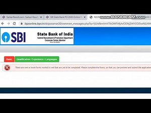 How To Fix - There are one or more forms marked in red that are yet to be completed. SBI PO FORM