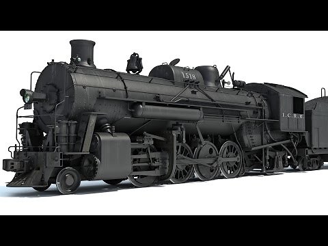 Steam Locomotive Old Train with Coal Car 3D Model