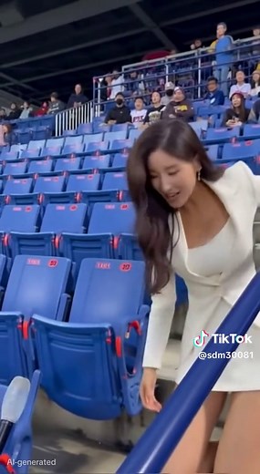 야구장 계단에서 미니스커트 아나운서 사고