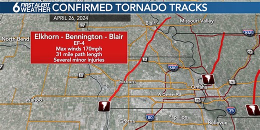 Tornado that hit Elkhorn in April upgraded to EF-4