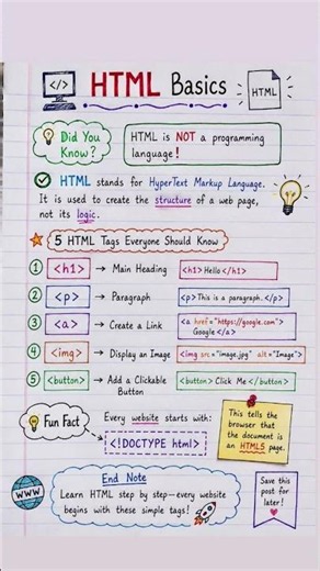 Master HTML basics today, build amazing websites tomorrow. Save and follow! 🚀