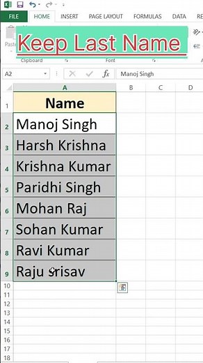 Keep Last Name & Remove First Name in Excel: Easy Formula#excel