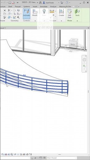 How to adapt a railing to a sloped floor in Revit