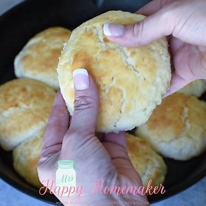 These 3 INGREDIENT CREAM BISCUITS may be the easiest biscuits you've ever made from scratch. They are so creamy, flaky, & about as decadent as a biscuit can get - they literally melt in your mouth, y'all! FULL PRINTABLE RECIPE-->> http://www.mrshappyhomemaker.com/3-ingredient-cream-biscuits/ | Mrs Happy Homemaker