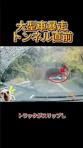 【衝撃】濡れた路面でブレーキが効かない…トンネル直前での大型車クラッシュ #事故映像 #注意