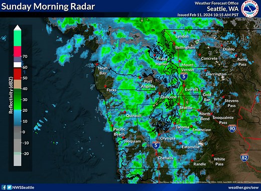 Steady light rain will continue to move inland across W WA this morning, with snow showers continuing across the mountains. Precipitation will taper to showers this afternoon and persist through this evening. | US National Weather Service Seattle Washington