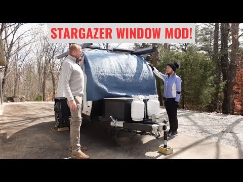 Installing a Stargazer Window in our teardrop camper. This mod is awesome!!!