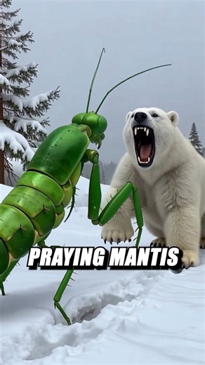 GIANT Preying Mantis vs. Polar Bear, who wins? 🐻‍❄️ . . . . #fyp #animal #animals #fight #battle #battleroyale #polarbear #preyingmantis #ice #alaska #Wildlife #TundraClash #PredatorPrey #FierceBattle #AnimalKingdom #viral #jre #jreexperience #podcastclips #wildtimespod | The Wild Times Podcast