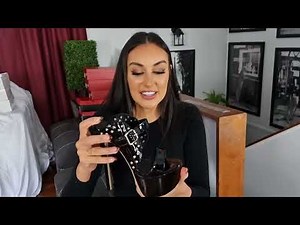 Ashley Unboxes Designer Black Shiny Double Band 7 Inch Slip On High Heel Platform Shoes