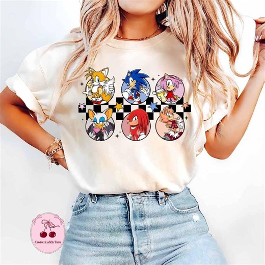 All Characters Sonic the Hedgehog Shirt, Sonic Birthday Gift for Boys, Sonic the Hedgehog Gamer, Checkered Sonic Shirt, Amy Knuckles Tails - Etsy