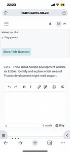 3.2.2 Think about holistic development and the six ELDAs. Ident... | Filo