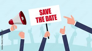 save the date sign animation. hand of businessman hold safety first sign - animation concept. 4K motion animation.
