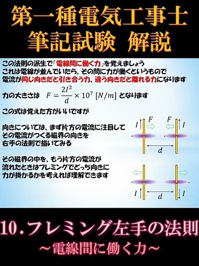 [First-Class Electrician's License] Written Exam 10-2. Fleming's Left-Hand Rule ~Forces Acting Be...
