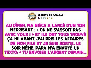 Ma Nièce, Méprisante Au Dîner : « On Ne S'assoit Pas Avec Vous », Et Tous Ont Trouvé Ça Drôle.