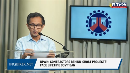 426K views · 12K reactions | Public Works Secretary Vince Dizon announces that contractors found guilty of implementing “ghost projects” will face automatic lifetime blacklisting from government projects. READ: https://newsinfo.inquirer.net/2102917/dpwh-contractors-behind-ghost-projects-face-lifetime-govt-ban | INQUIRER.net | Facebook