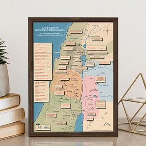 Jesus' Ministry in Israel Map, Framed Biblical Palestine, New Testament Bible Study - Etsy