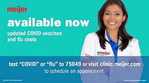 Available now! Get your free flu shot and updated COVID vaccine at the Meijer pharmacy. Text “flu” or “COVID” to 75049 today! https://bit.ly/3RxT0sA | Meijer