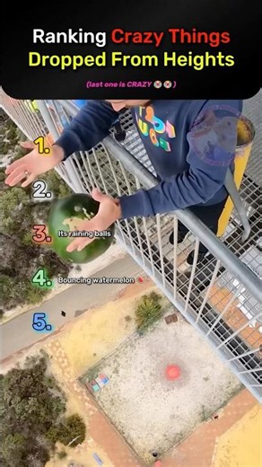 Ranking The TOP 5 CRAZIEST Things Dropped From Heights! 🍉🏀 #shorts #viral #satisfying