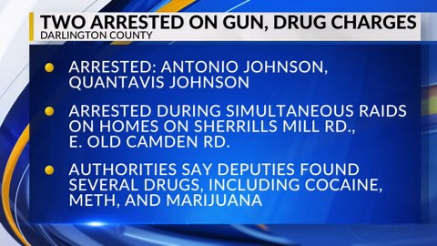 Man out on bond for Darlington County murder charge among 2 jailed after authorities seize drugs, guns from 2 homes