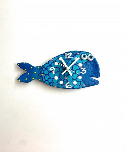 Blue Fish Wall Clock, Fish Clock,nursery Clock ,gift Clock,tropical Theme,ocean Art, Florida Decor,funky Fish,gift, Clock,coastal Decor - Etsy
