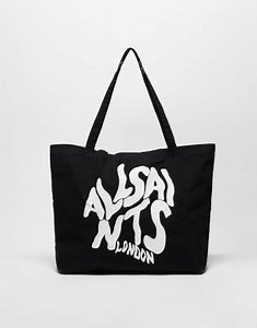 AllSaints Orlando logo tote bag in black | ASOS