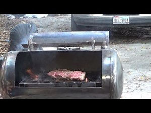 How to build a BBQ pit grill from an air tank part 2. adding damper, thermometer and first cook..