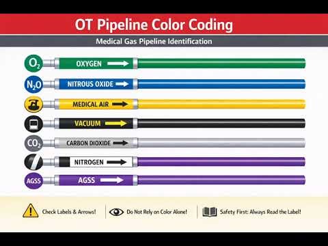 Pipe line colour coding in hospital//medical//nursing