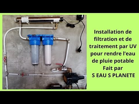 Installation d'une filtration et traitement par UV pour eau de pluie.