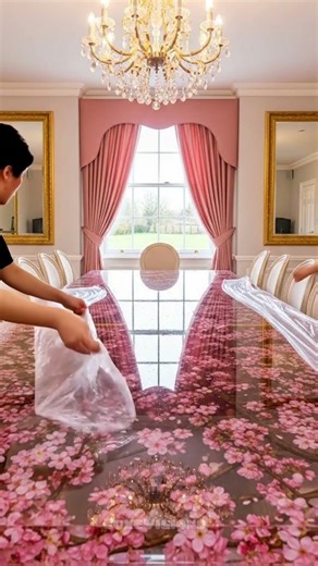 Your dining table is literally blooming 🌸✨Handcrafted cherry blossom resin table transformation