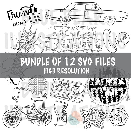 Stranger Thing Inspired SVG Bundle, Hawkins Design, Clipart (12 Files) - Etsy