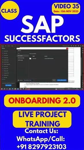 SAP SuccessFactors Onboarding 2 0 Training Online Class 35 13th Nov 2025 #sapsuccessfactorstraining
