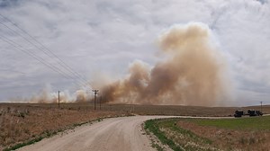 Firefighters battle Box Butte County grass fire